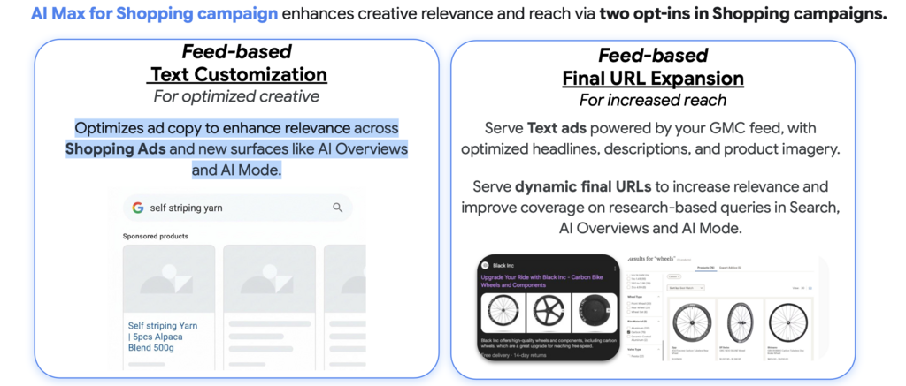 AI Max für Shopping Features: Text Optimierung & Finale URL Erweiterung